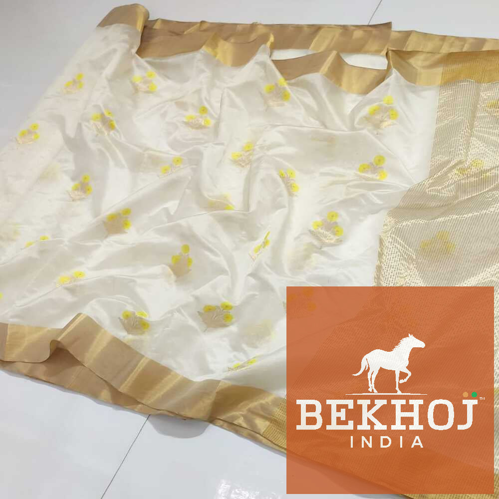 Celebrity Exclusive - White Chanderi Pattu Silk