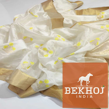 Celebrity Exclusive - White Chanderi Pattu Silk