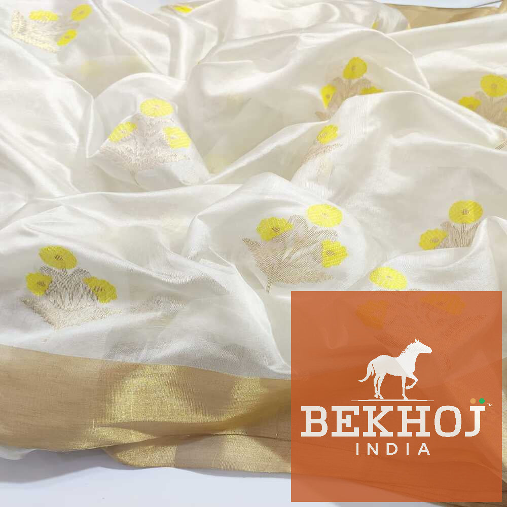 Celebrity Exclusive - White Chanderi Pattu Silk