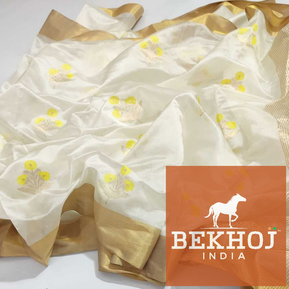 Celebrity Exclusive - White Chanderi Pattu Silk