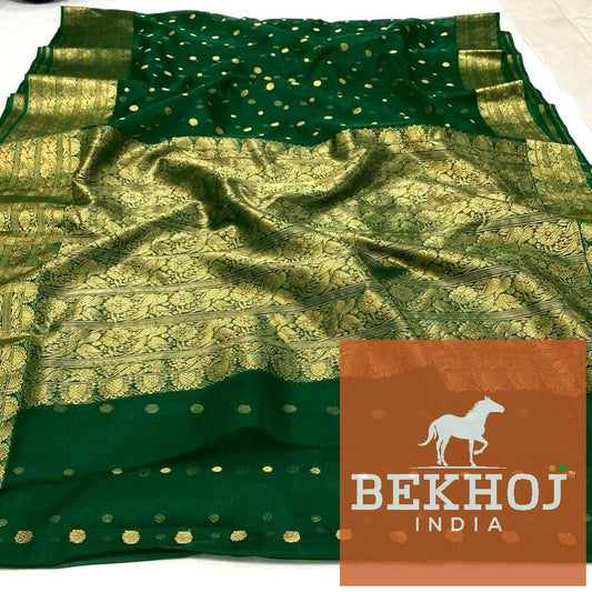 Green Chanderi Katan Silk