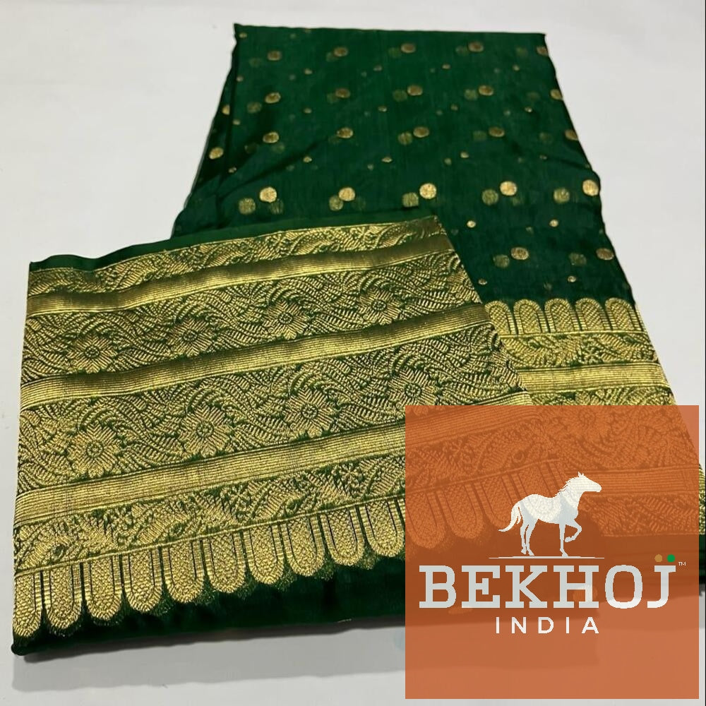 Celebrity Exclusive - Green Chanderi Katan Silk 1 Ply