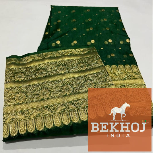 Celebrity Exclusive - Green Chanderi Katan Silk 1 Ply