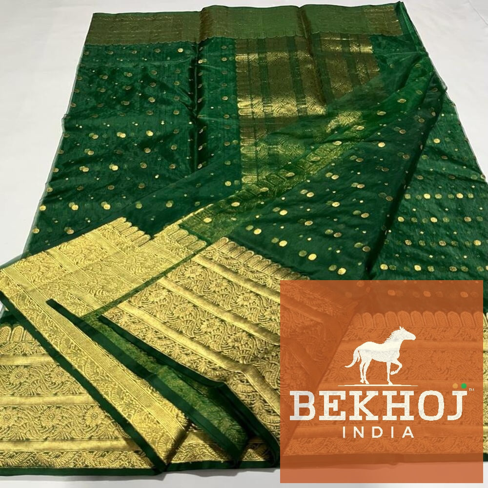 Celebrity Exclusive - Green Chanderi Katan Silk 1 Ply