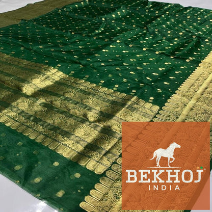 Celebrity Exclusive - Green Chanderi Katan Silk 1 Ply