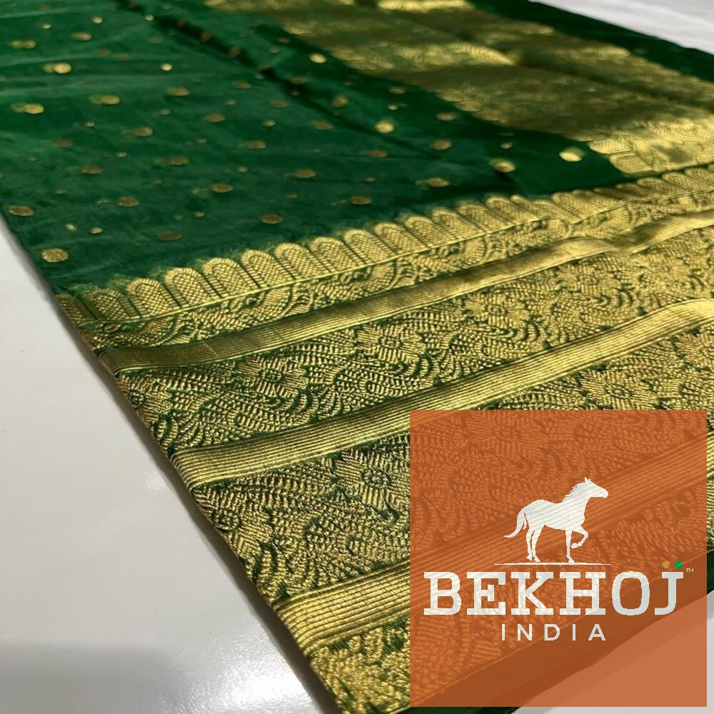 Celebrity Exclusive - Green Chanderi Katan Silk 1 Ply