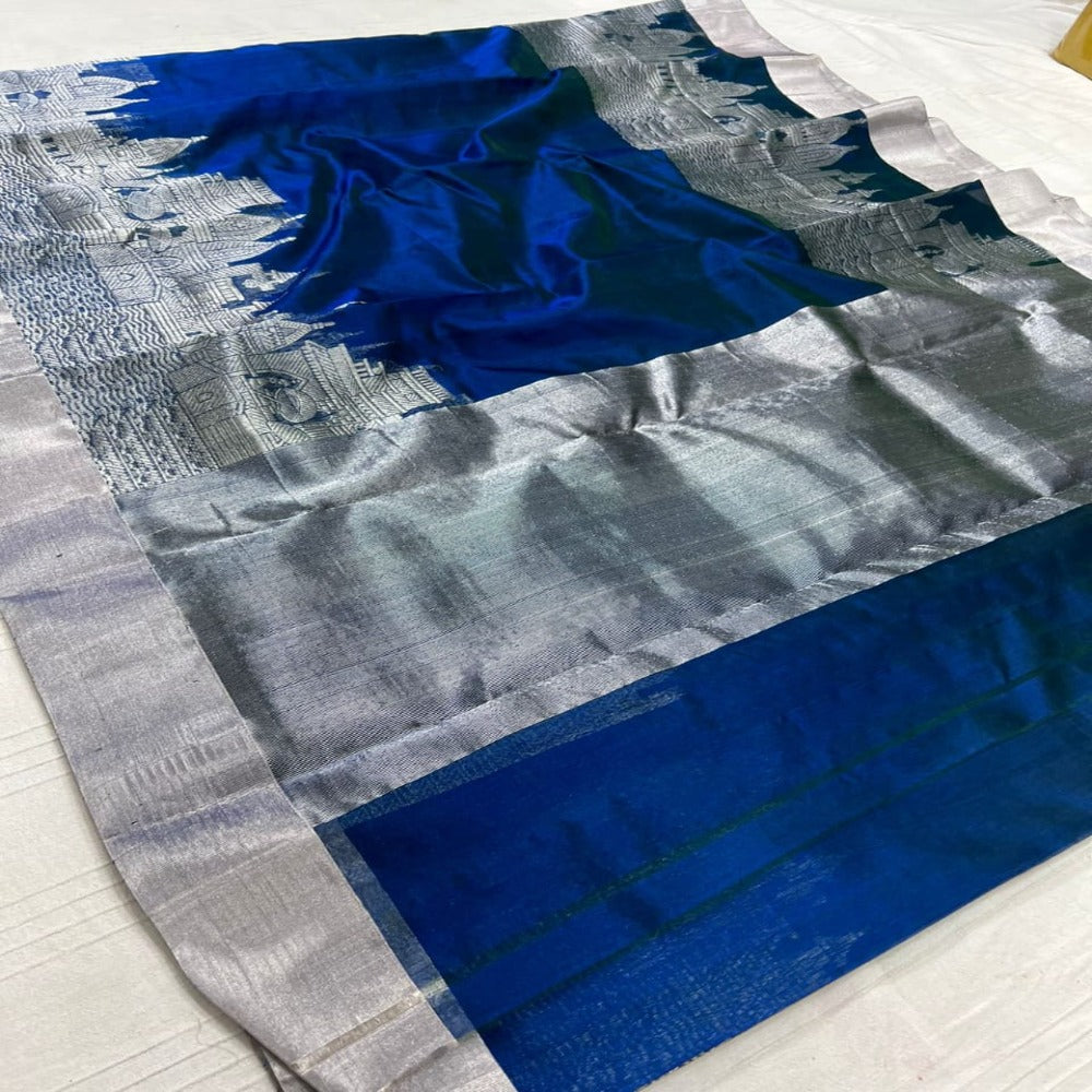 Unique Handwoven Border Chanderi Pattu Silk