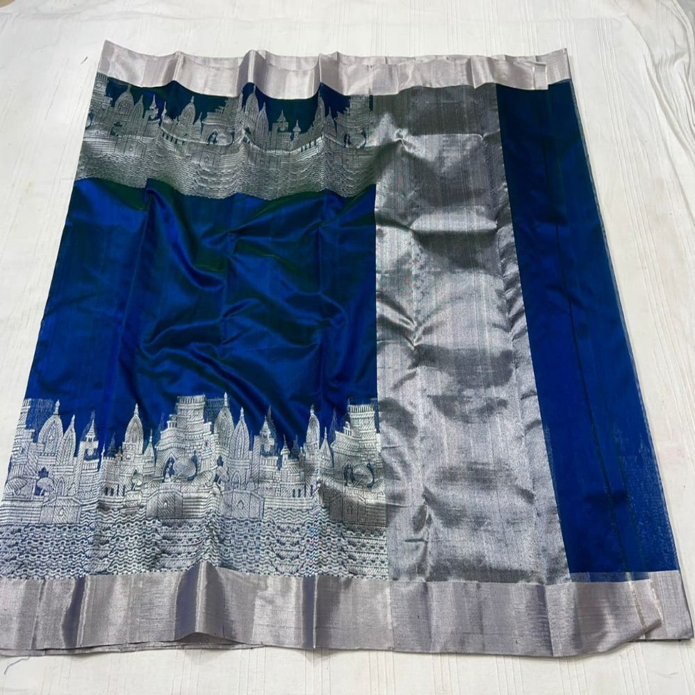 Unique Handwoven Border Chanderi Pattu Silk