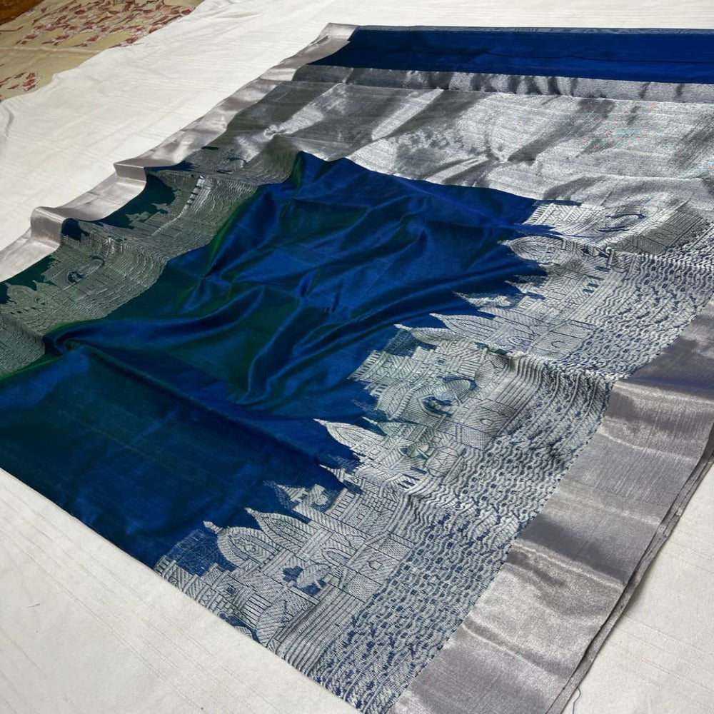 Unique Handwoven Border Chanderi Pattu Silk