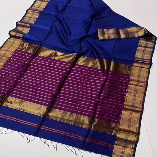 Beautiful Pure Maheshwari Handwoven Zari Border Saree